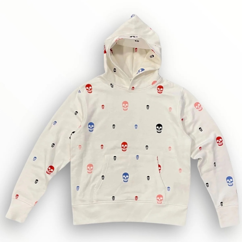 Sport Of Kings Men's Cream Hoodie with Skull Print